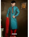 Traditional Teal Blue Art Silk Kurta Pajama