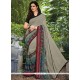 Princely Print Work Grey Georgette Casual Saree