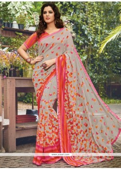 Beautiful Multi Colour Print Work Georgette Casual Saree