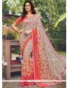 Beautiful Multi Colour Print Work Georgette Casual Saree