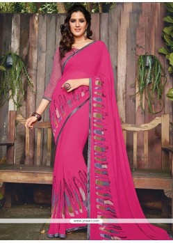 Outstanding Hot Pink Georgette Casual Saree