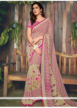 Multi Colour Print Work Georgette Casual Saree