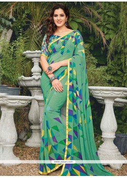 Entrancing Georgette Sea Green Casual Saree