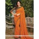 Lovely Orange Print Work Casual Saree