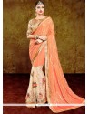 Princely Peach Embroidered Work Georgette Classic Designer Saree