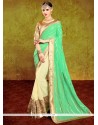 Superb Green Embroidered Work Georgette Traditional Saree