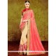 Majesty Silk Beige And Red Patch Border Work Classic Designer Saree