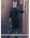 Surpassing Navy Blue Cotton Party Wear Kurti