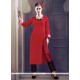 Opulent Print Work Red Party Wear Kurti