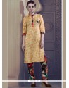 Print Cotton Party Wear Kurti In Cream