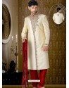 Charming Cream Brocade Sherwani