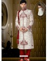 Wonderful Off White Brocade Sherwani