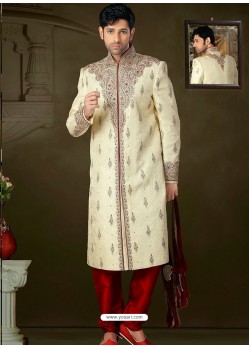 Artful Cream Banarasi Sherwani