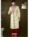 Artful Cream Banarasi Sherwani