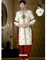 Amazing Off White Brocade Sherwani