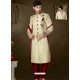 Antic Cream Pure Banarasi Silk Sherwani