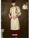 Antic Cream Pure Banarasi Silk Sherwani