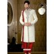 Classical Look Off White Brocade Sherwani