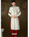 Indian Off White Brocade Sherwani