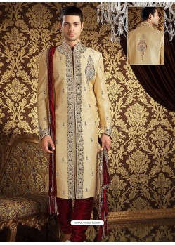 Classic Look Pure Banarasi Giccha Silk Sherwani