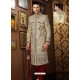 Charming Cream Banarasi Giccha Silk Sherwani