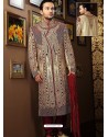 Cream Tanchoi Jamewar Sherwani