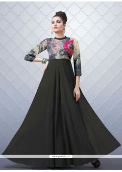 Affectionate Black Print Work Designer Gown