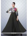 Affectionate Black Print Work Designer Gown