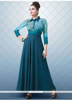 Intrinsic Georgette Blue Designer Gown