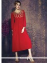 Blooming Embroidered Work Red Georgette Designer Kurti