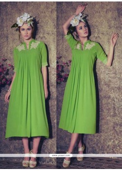 Baronial Georgette Green Designer Kurti