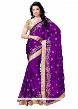 Tiptop Patch Border Work Satin Classic Designer Saree