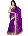 Tiptop Patch Border Work Satin Classic Designer Saree