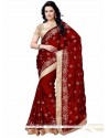 Titillating Maroon Patch Border Work Classic Designer Saree