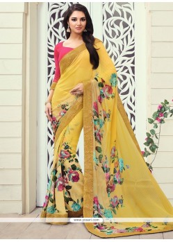 Invaluable Georgette Print Work Printed Saree