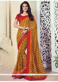 Blissful Print Work Multi Colour Georgette Printed Saree