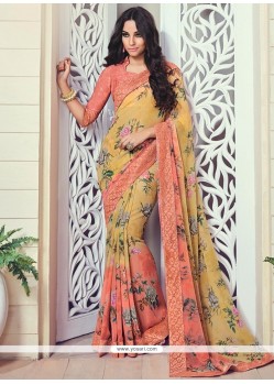 Spellbinding Print Work Georgette Printed Saree