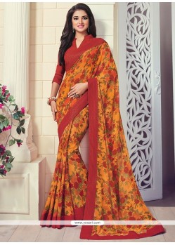 Sensible Georgette Print Work Printed Saree