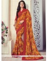 Sensible Georgette Print Work Printed Saree