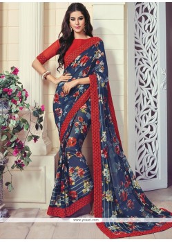 Perfect Print Work Georgette Printed Saree