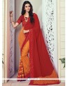 Print Georgette Printed Saree In Red