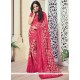 Glowing Hot Pink Print Work Printed Saree