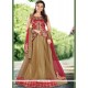 Vivid Jacquard Brown Patch Border Work A Line Lehenga Choli