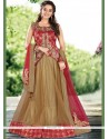 Vivid Jacquard Brown Patch Border Work A Line Lehenga Choli