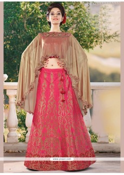 Impressive Jacquard Hot Pink Lehenga Choli