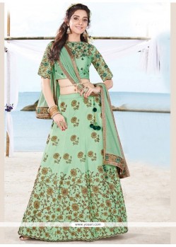 Outstanding Art Silk Sea Green Embroidered Work Lehenga Choli