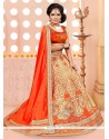 Flamboyant Cream Embroidered Work Silk Lehenga Choli