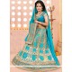 Appealing Silk Turquoise Resham Work A Line Lehenga Choli