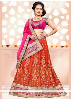 Vivid Silk Orange A Line Lehenga Choli