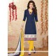 Superb Print Work Navy Blue Churidar Suit